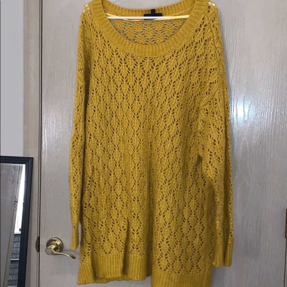 Yellow pointelle sweater